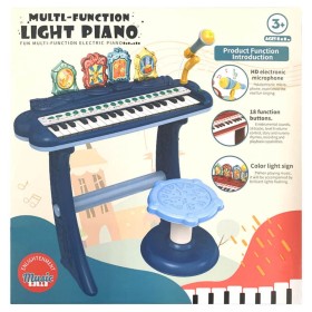 Play It Multi-Function Light Πιάνο Αρμόνιο Με Μικρόφωνο & Κάθισμα ΜΠΛΕ DJ237-BLUE-1