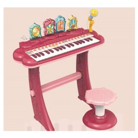 Play It Multi-Function Light Πιάνο Αρμόνιο Με Μικρόφωνο & Κάθισμα ΡΟΖ DJ237-PINK-1