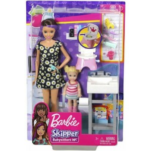 BARBIE ΣΚΙΠΕΡ BABYSITTER - ΣΤΟ ΜΠΑΝΙΟ ΜΕ ΤΟ ΜΩΡΟ - FJB01